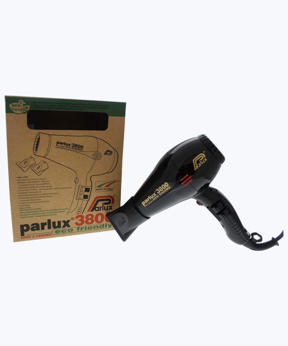 Parlux 3800 Eco Ceramic Ionic Black 2100W Hair Dryer Blokes Hair